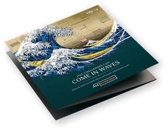 A patient brochure titled "HAE Challenges Can Come in Waves."